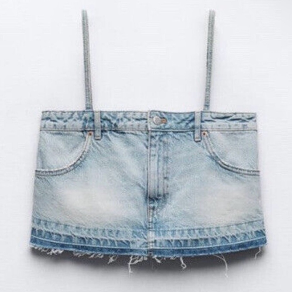 Zara Skirt Denim Crop Top 5252/201 - Picture 2 of 4